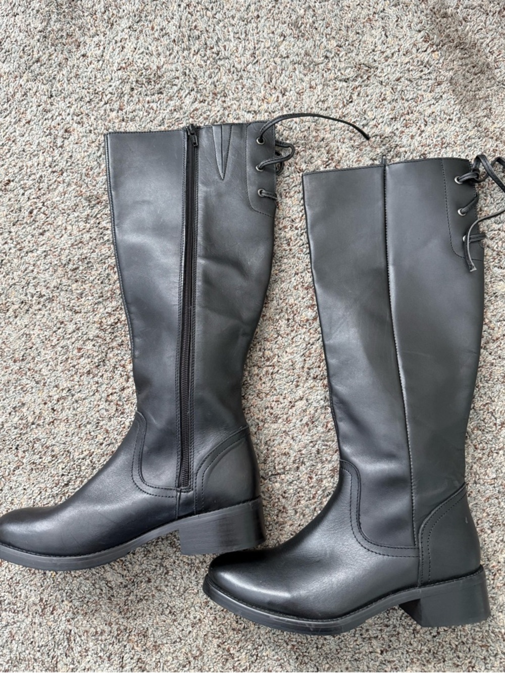 Steve Madden LOVER Tall Black Lace-Up Back Leather Riding Boots - Picture 6 of 16